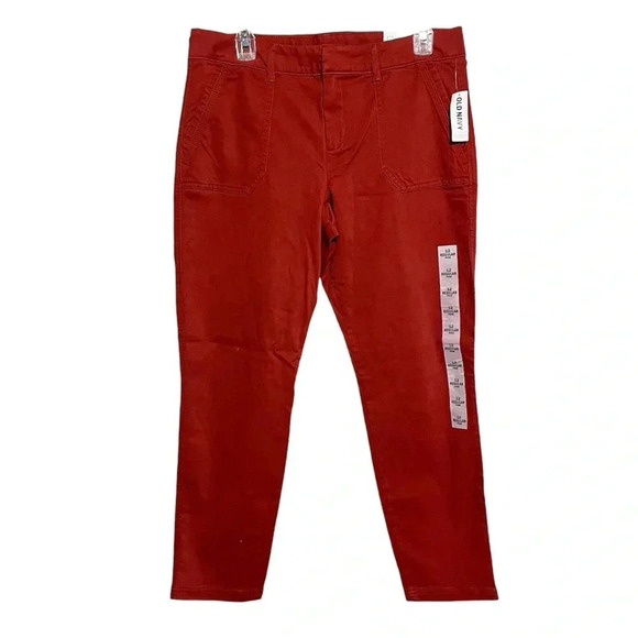 NWT Old Navy Women's Pixie Ankle Length Chino Pants Sz 12 Fall Orange - Picture 1 of 10